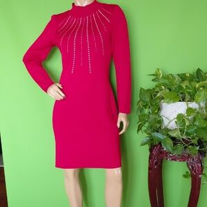Hailey Lynn Red Embellish Sweater Dress, Sz. M